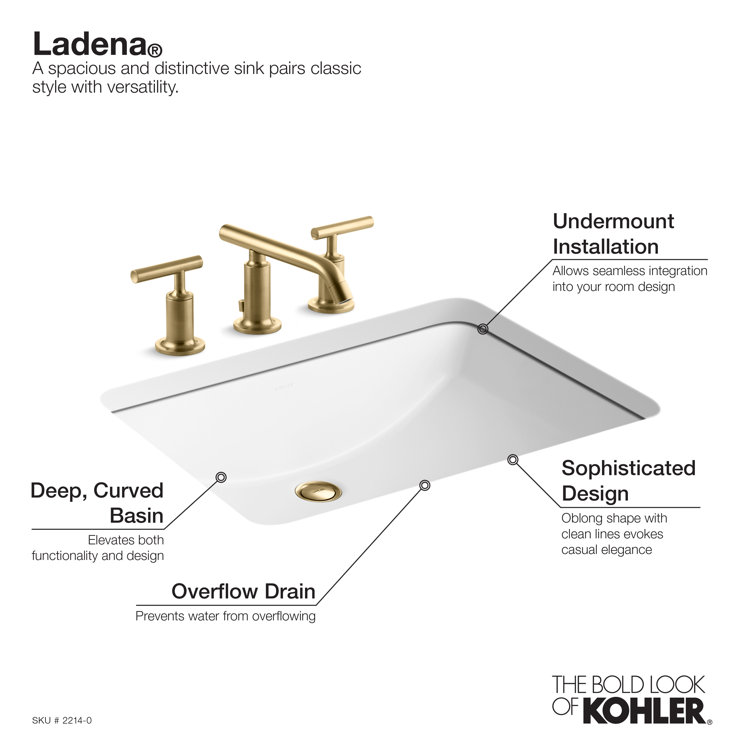 Ladena Classic White Rectangular Undermount Ceramic Sink