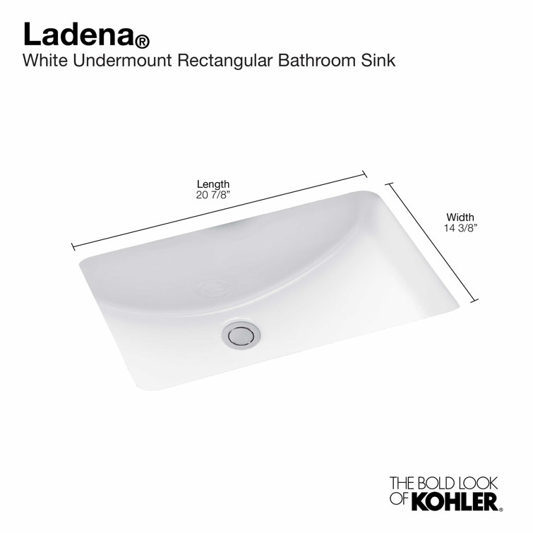 Ladena Classic White Rectangular Undermount Ceramic Sink