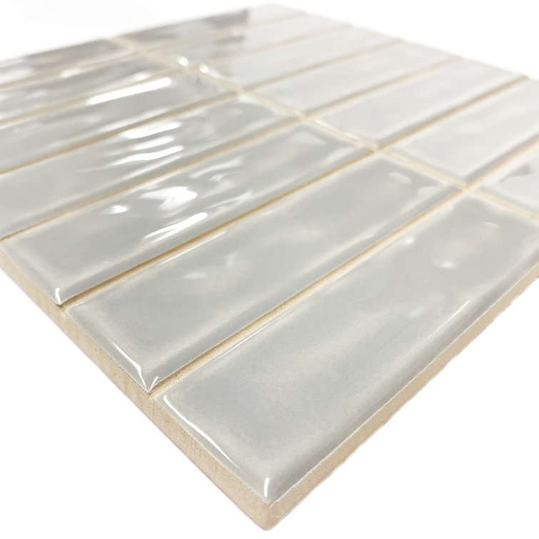 Lineas 8"x 8" White Glossy Ceramic Wall Tile