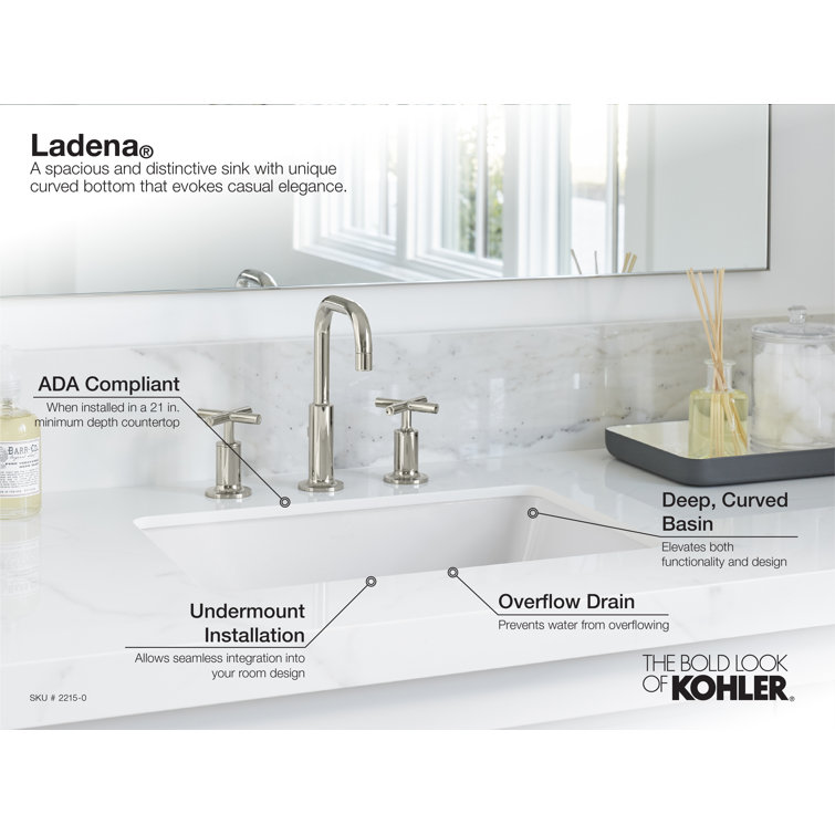 Ladena White Porcelain Rectangular Undermount Sink