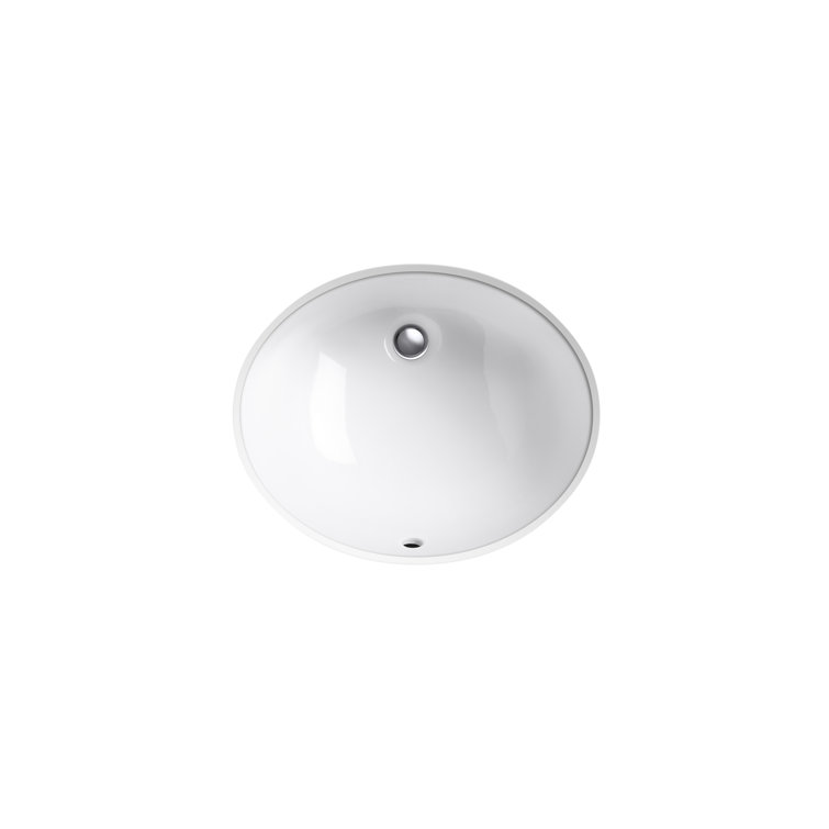 White Ceramic Oval Undermount Bathroom Sink