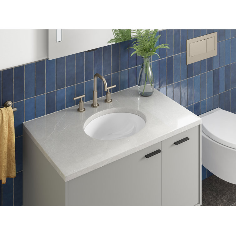 Biscuit Ceramic Oval Undermount Bathroom Sink with Overflow