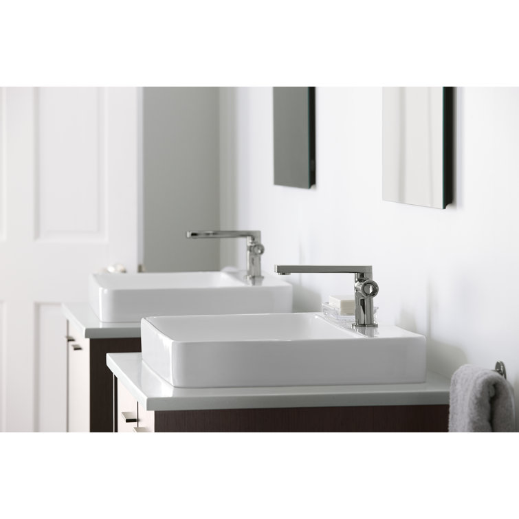 Sleek Minimalist White Ceramic Rectangular Vessel Sink