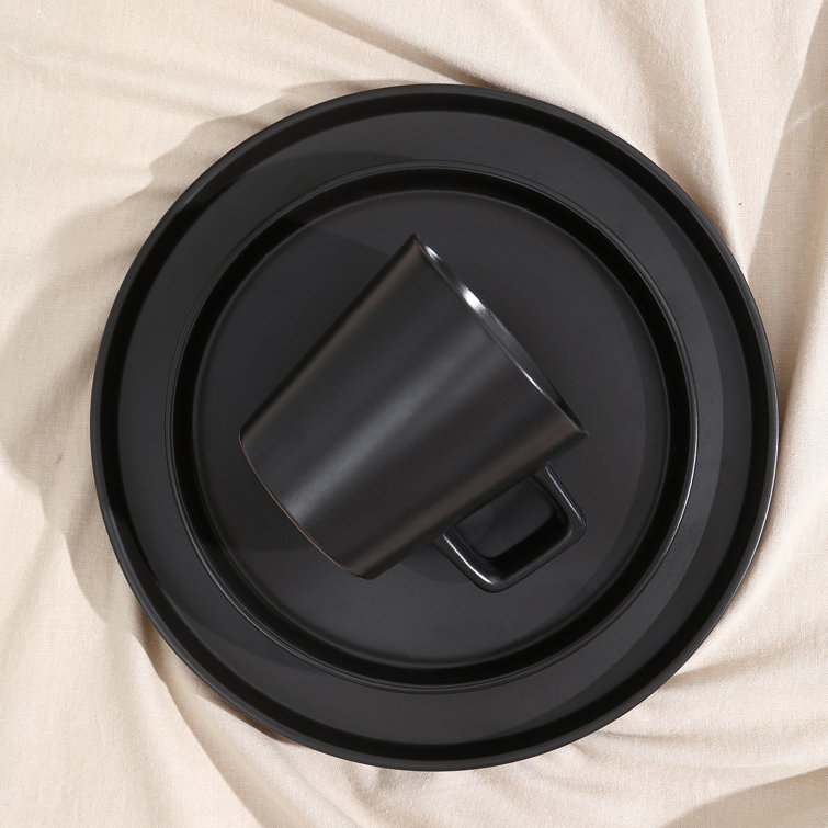 Matte Black Porcelain 16-Piece Outdoor Dinnerware Set