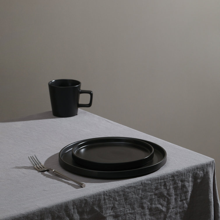 Matte Black Porcelain 16-Piece Outdoor Dinnerware Set