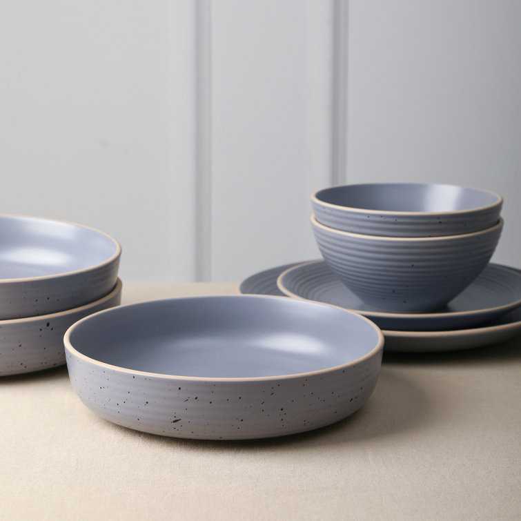 Lauren Light Gray Ceramic 16-Piece Dinnerware Set