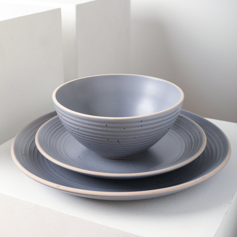 Lauren Light Gray Ceramic 16-Piece Dinnerware Set