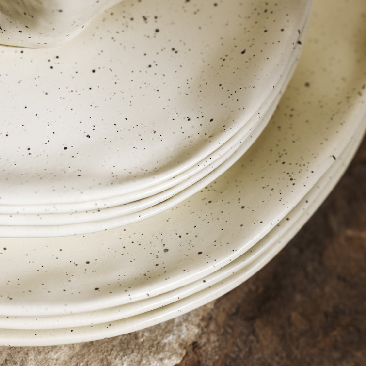 Atik Cream Speckled Ceramic 16-Piece Dinnerware Set, Service for 4