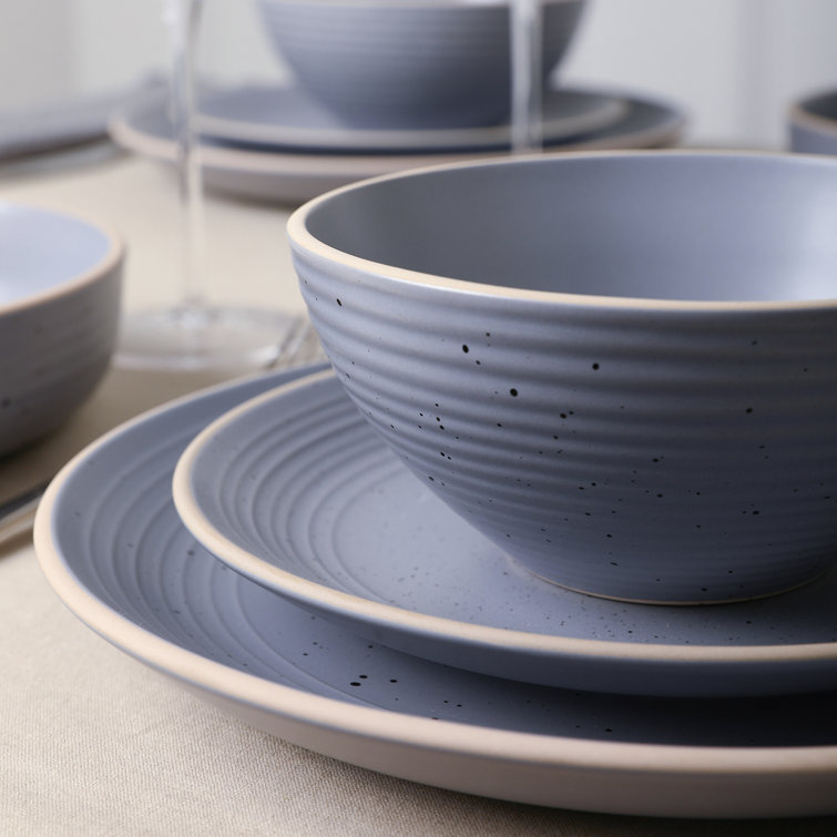 Lauren Light Gray Ceramic 16-Piece Dinnerware Set