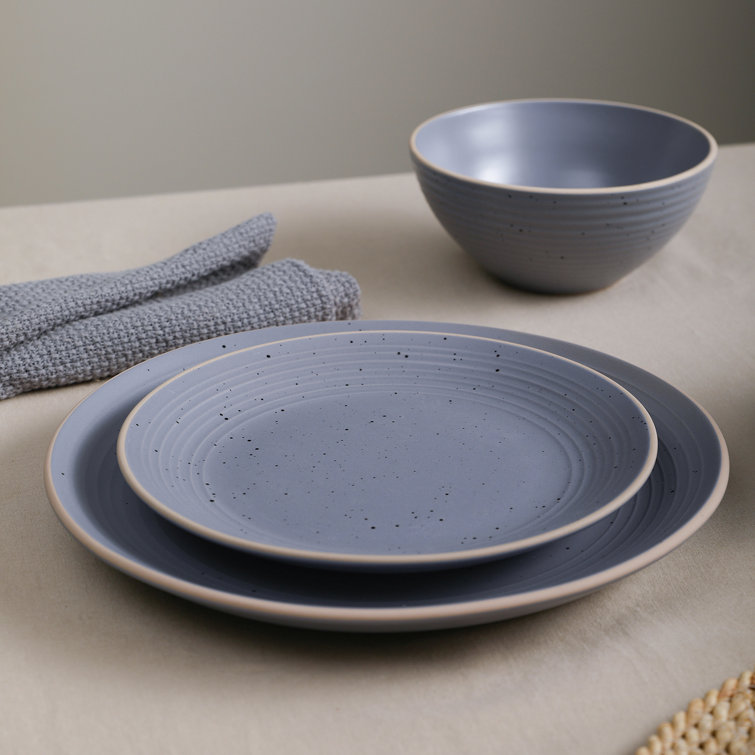 Lauren Light Gray Ceramic 16-Piece Dinnerware Set