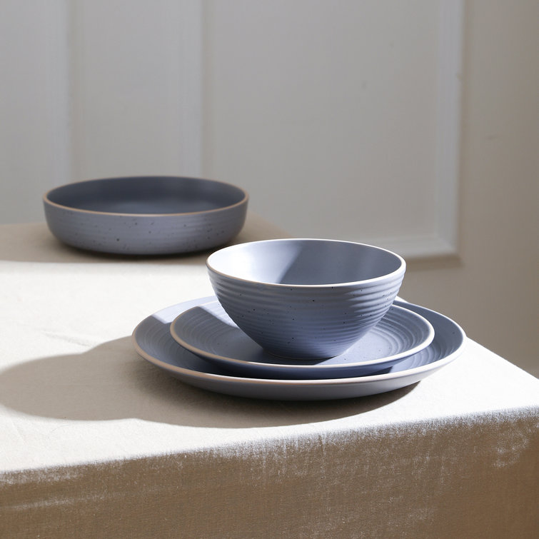 Lauren Light Gray Ceramic 16-Piece Dinnerware Set