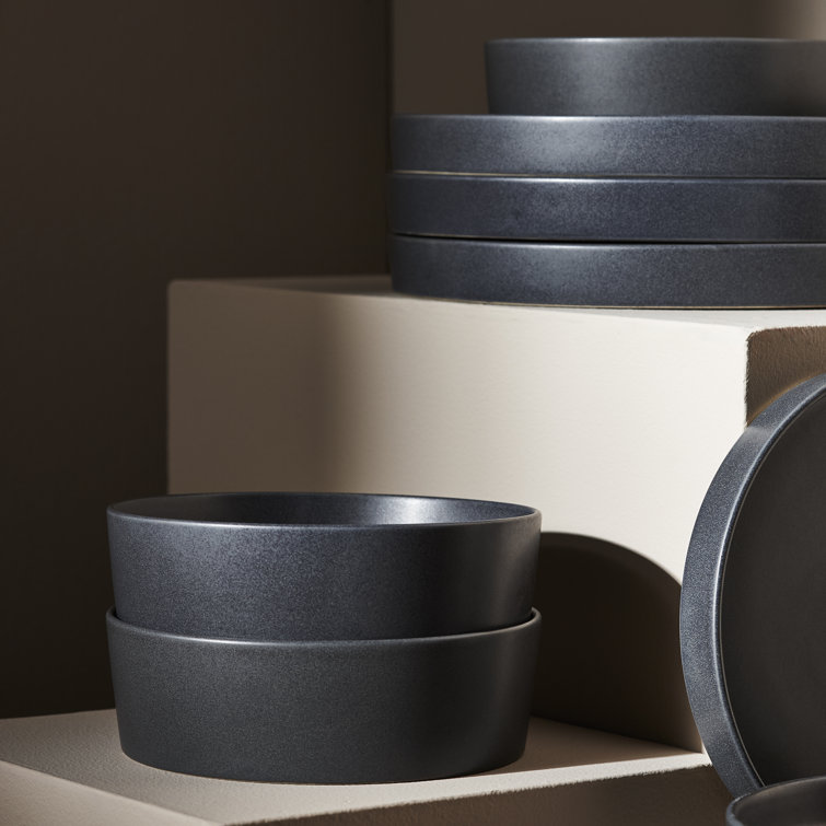 Charcoal Ceramic 12-Piece Dinnerware Set, Service for 4