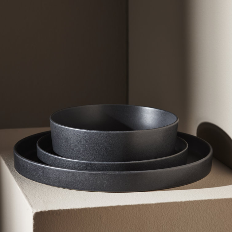 Charcoal Ceramic 12-Piece Dinnerware Set, Service for 4