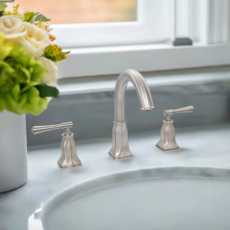 Aurora Brushed Nickel High Arc Double Handle Bathroom Faucet