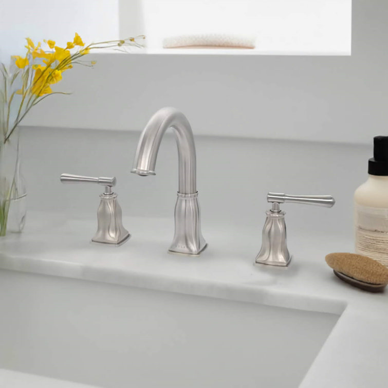 Aurora Brushed Nickel High Arc Double Handle Bathroom Faucet