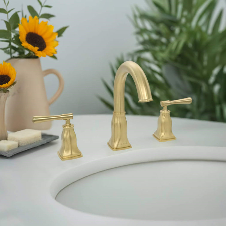 Aurora Champagne Gold Brass Widespread Bathroom Faucet