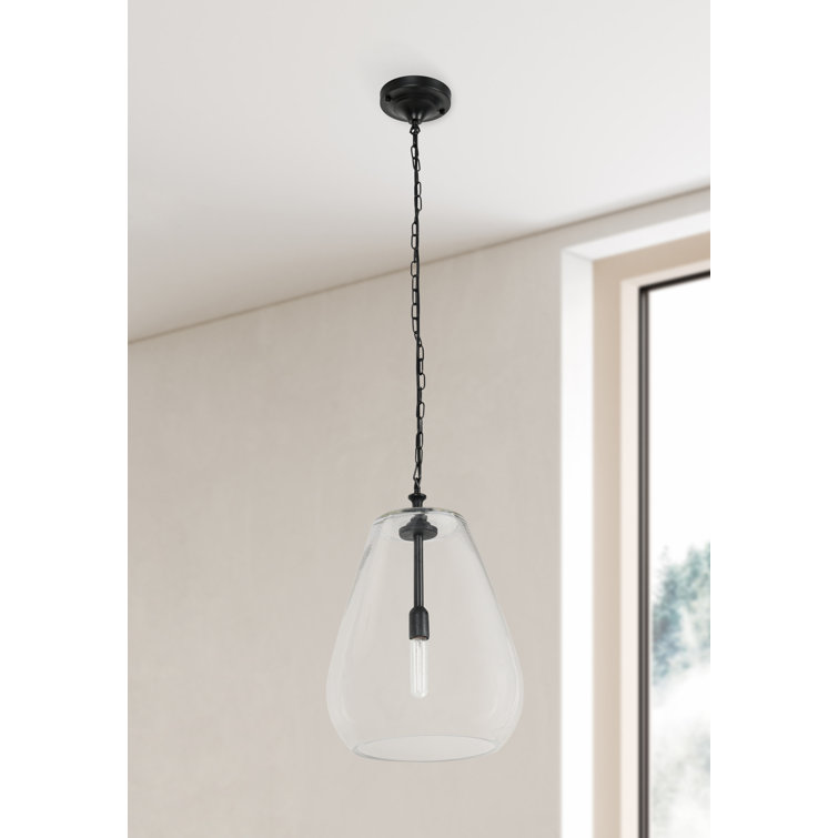 Matte Black Mini Pendant Light with Clear Glass Shade