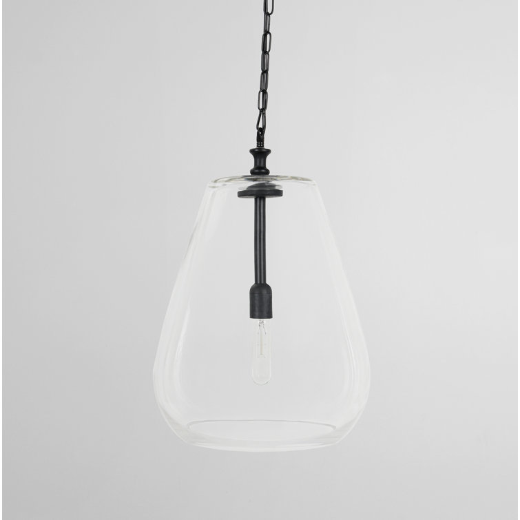 Matte Black Mini Pendant Light with Clear Glass Shade