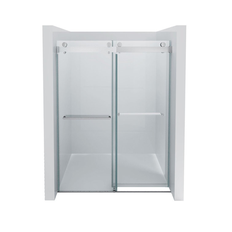 Chrome Frameless Sliding Shower Door with Tempered Glass