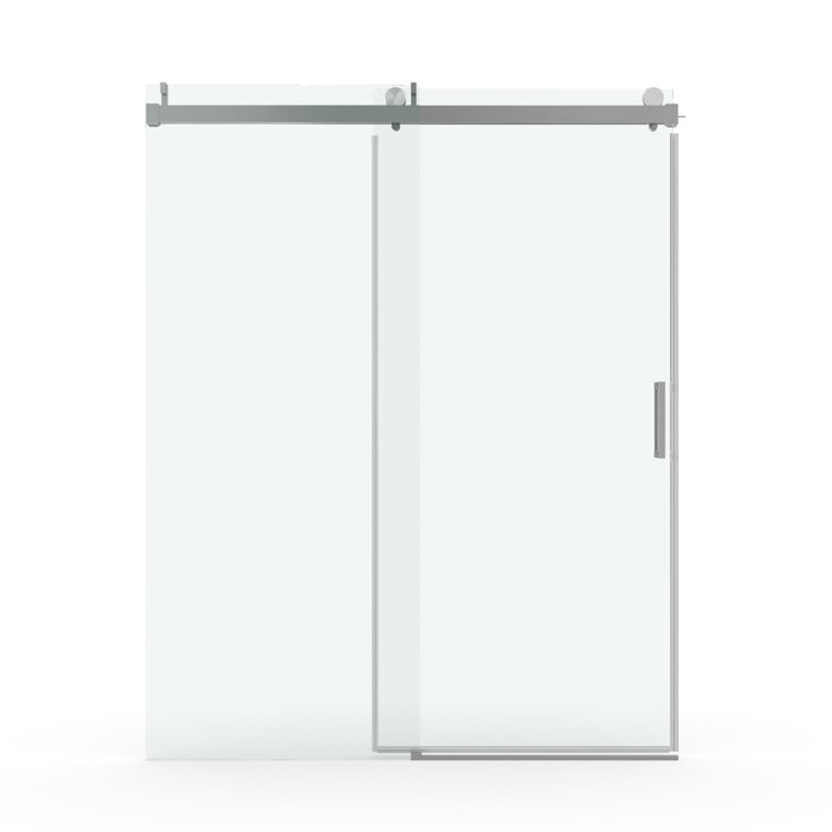 72'' x 76'' Frameless Sliding Shower Door in Brushed Nickel with Tempered Glass