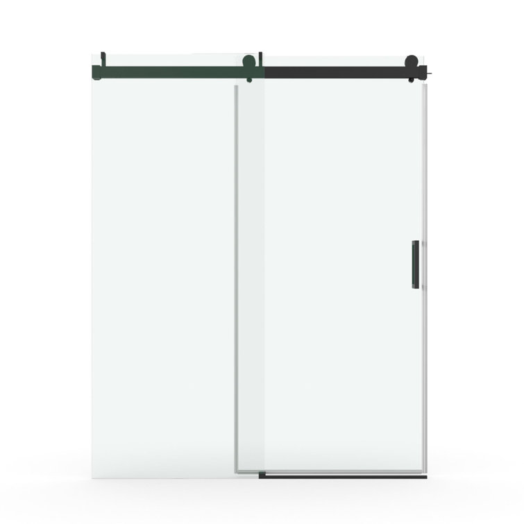 72'' Matte Black Frameless Sliding Shower Door with Clear Glass