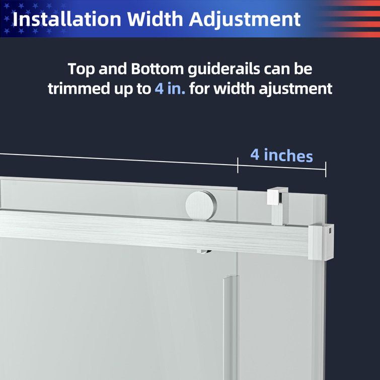 72'' x 76'' Frameless Sliding Shower Door in Brushed Nickel with Tempered Glass