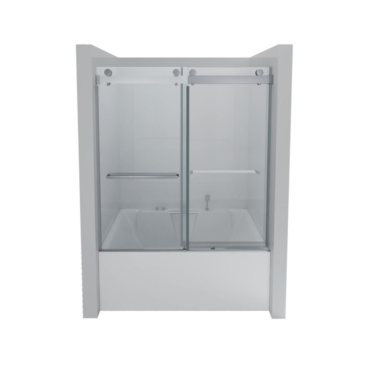 60'' Chrome Frameless Sliding Tub Door with Clear Glass