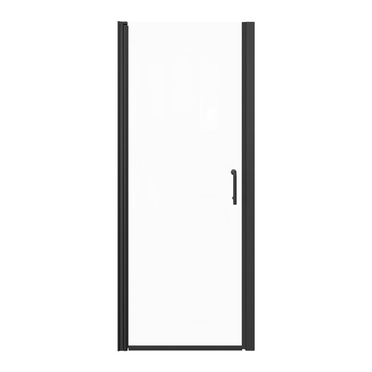Matte Black Semi-Frameless Pivot Shower Door with Clear Glass