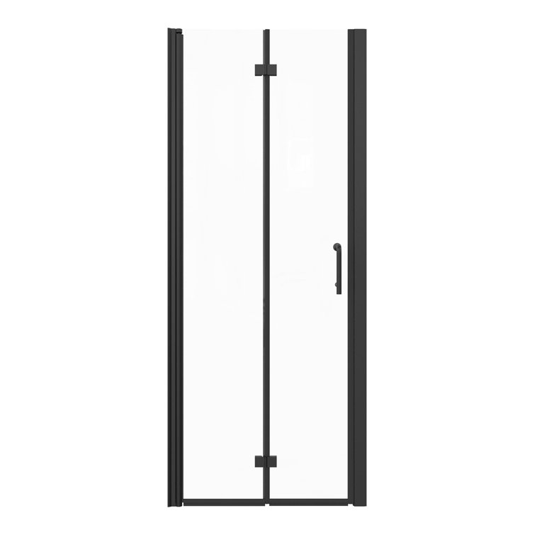 Matte Black Semi-Frameless Bi-Fold Shower Door, 30'' x 72''