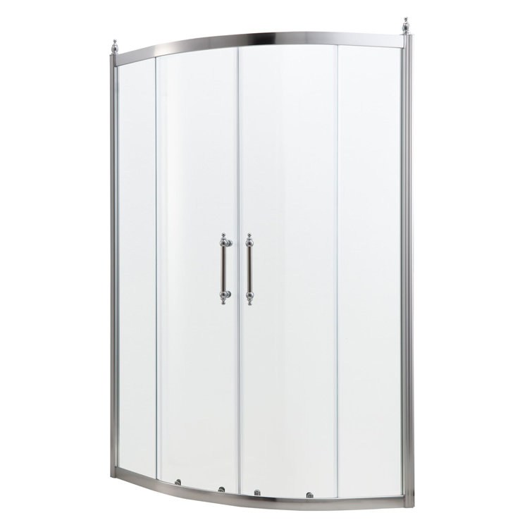 Chrome Finish Semi-Frameless Clear Glass Sliding Shower Enclosure