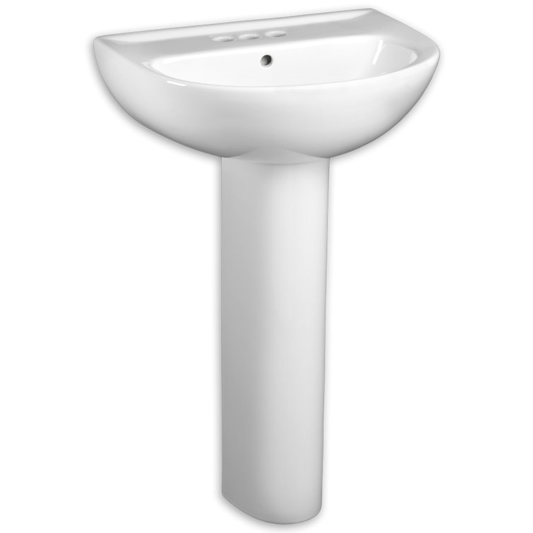 White Vitreous China Oval Pedestal Bathroom Sink