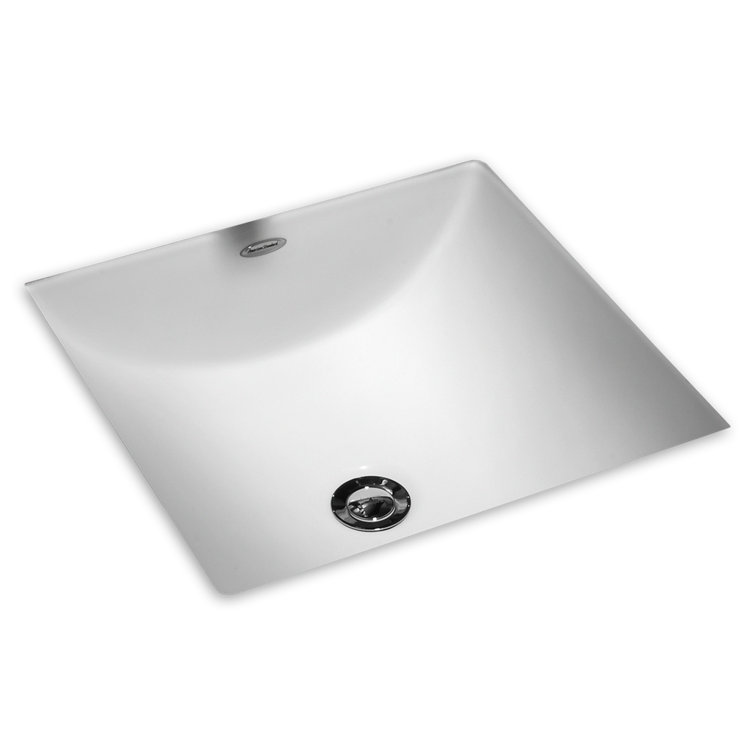 White Ceramic Square Undercounter Bathroom Sink with Overflow