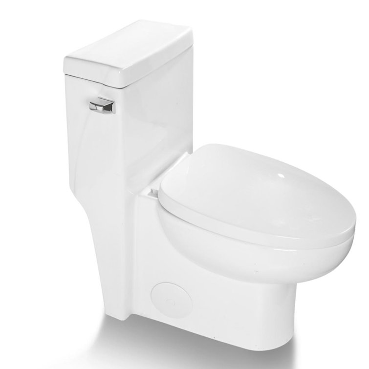 Glossy White Ceramic Elongated One-Piece Corner Toilet
