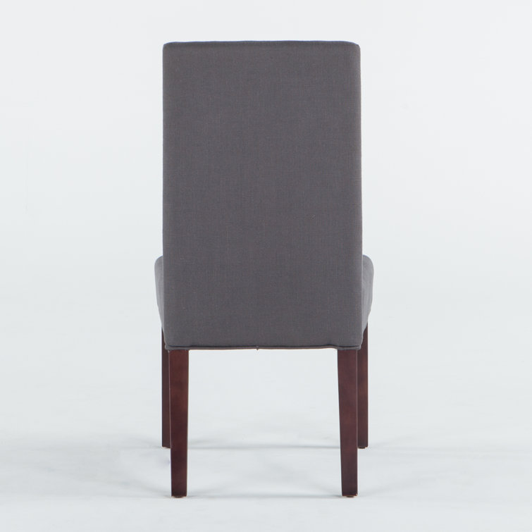 High Parsons Upholstered Linen Side Chair in Warm Gray