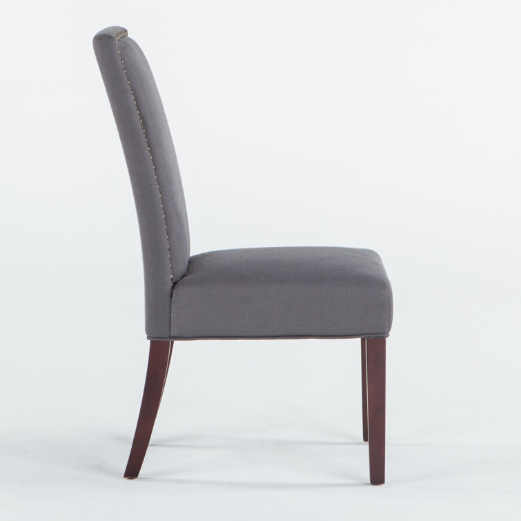 High Parsons Upholstered Linen Side Chair in Warm Gray