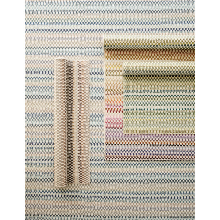 Natural Beige and Brown Handwoven Wool Stripe Rug, 2' x 3'