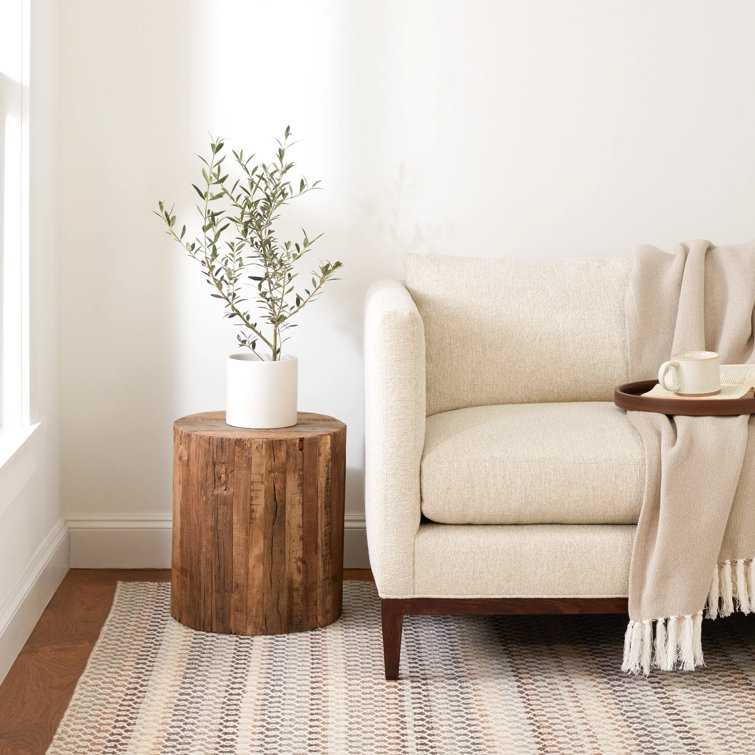 Natural Beige and Brown Handwoven Wool Stripe Rug, 2' x 3'