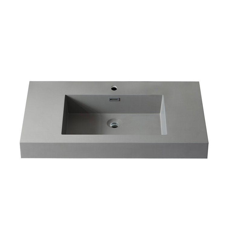 Ablitas Gray Composite Stone Rectangular Bathroom Vanity Sink