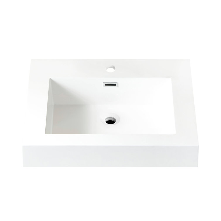 Ablitas 24" White Composite Stone Bathroom Vanity Sink