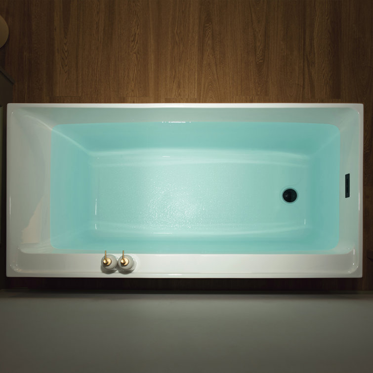 59-Inch White Acrylic Rectangular Freestanding Soaking Bathtub