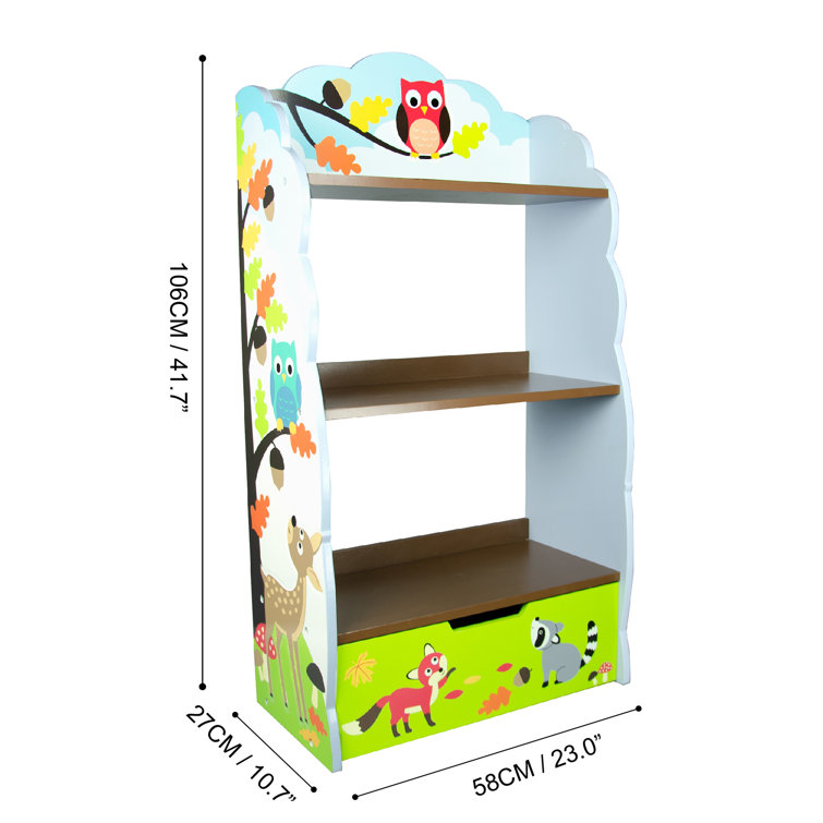 Enchanted Woodland Whimsical Kids' Wooden Bookshelf with Storage