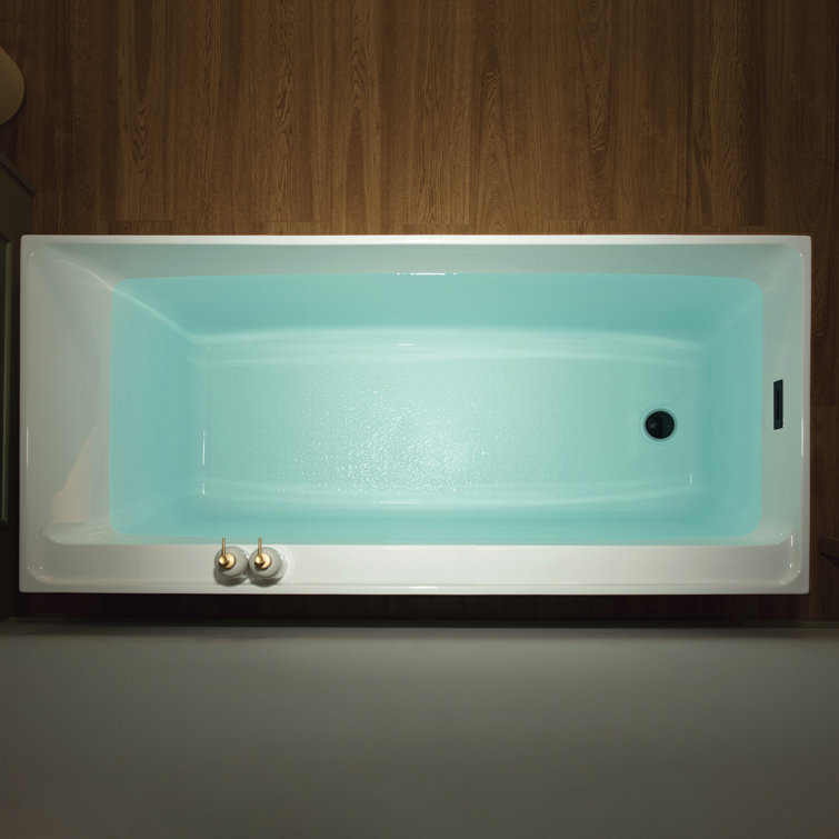 59-Inch White Acrylic Rectangular Freestanding Soaking Bathtub
