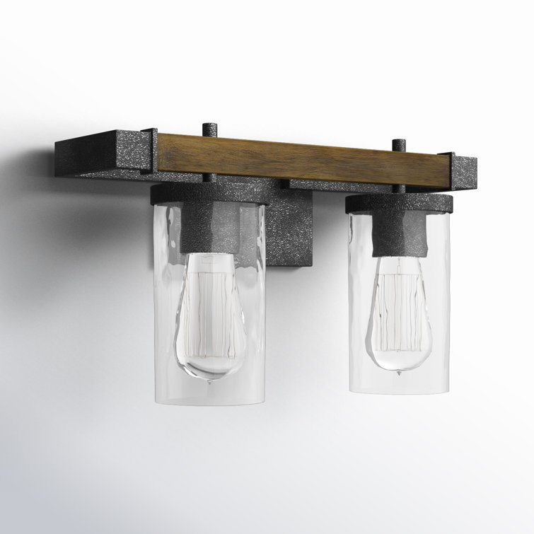 Rustic Industrial Weathered Oak & Slate Grey 2-Light Outdoor Vanity
