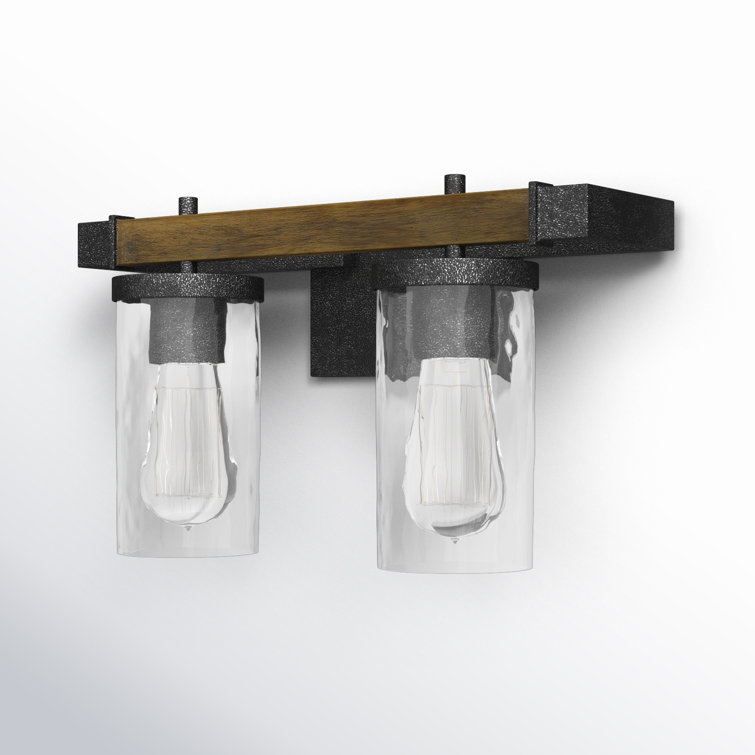 Rustic Industrial Weathered Oak & Slate Grey 2-Light Outdoor Vanity