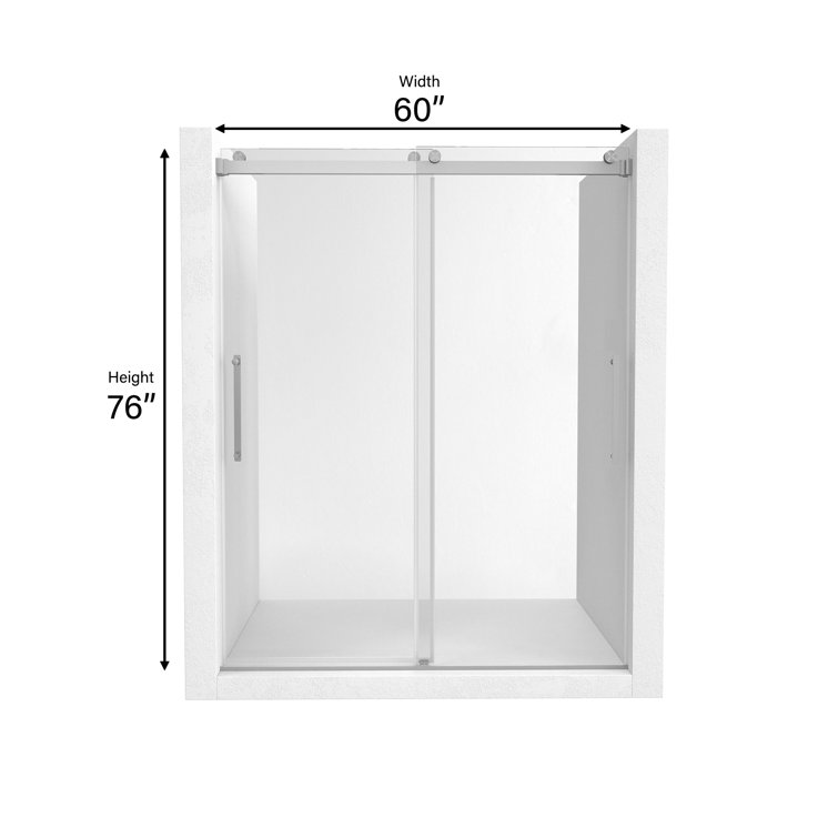60" x 76" Frameless Brushed Nickel Double Sliding Shower Door