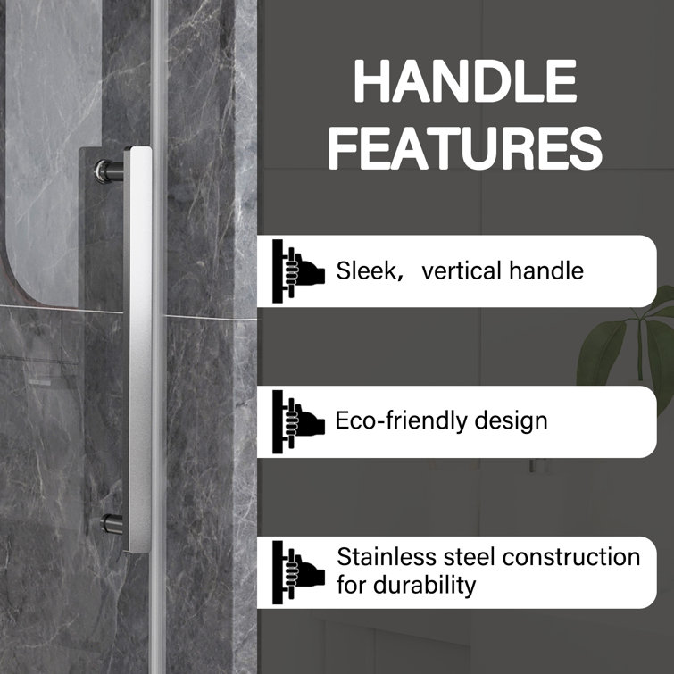 60" x 76" Frameless Brushed Nickel Double Sliding Shower Door
