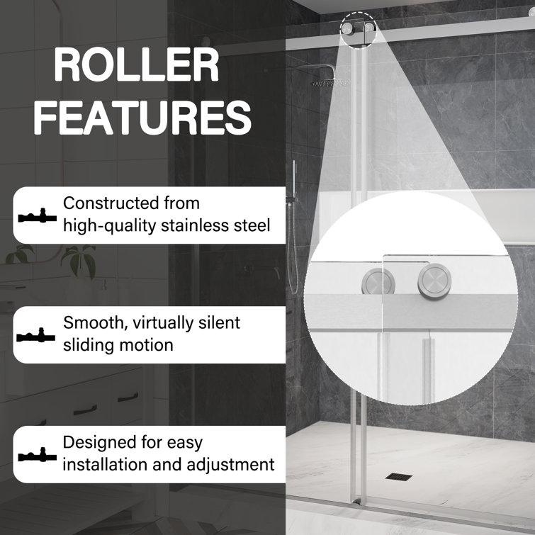 60" x 76" Frameless Brushed Nickel Double Sliding Shower Door