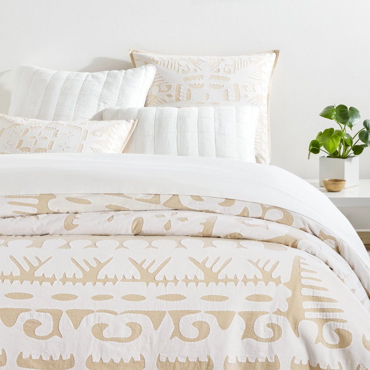 Monet White Quilted Cotton Euro Sham