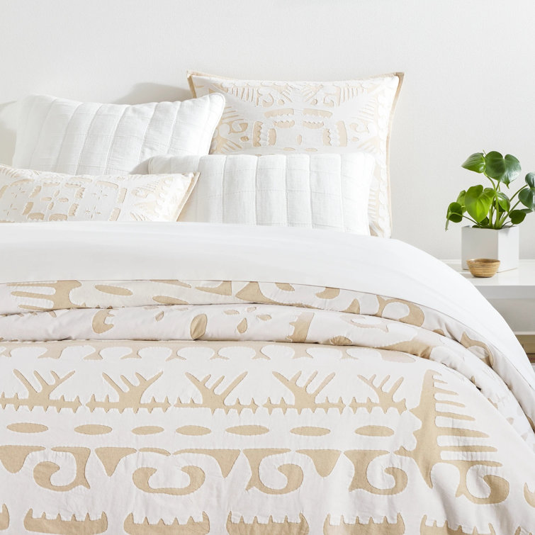 Monet White Quilted Cotton Euro Sham