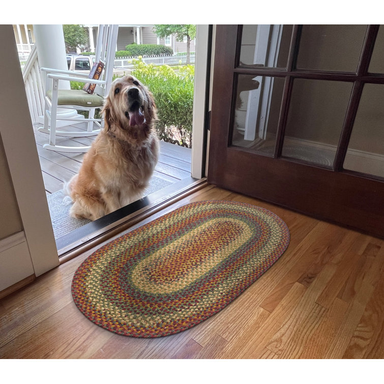 Neverland Red and Multicolor Oval Cotton Braided Rug